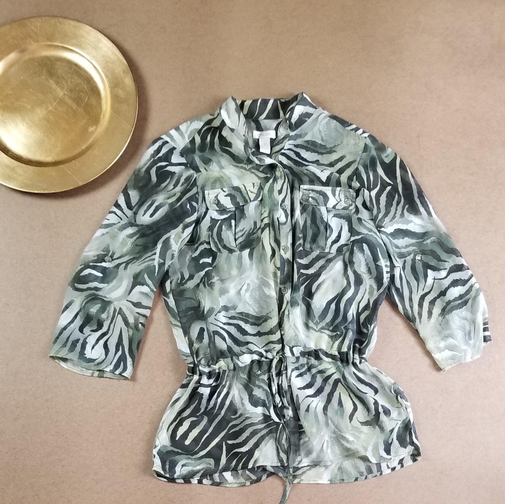 Chico's Zebra Print Blouse Size 0 4